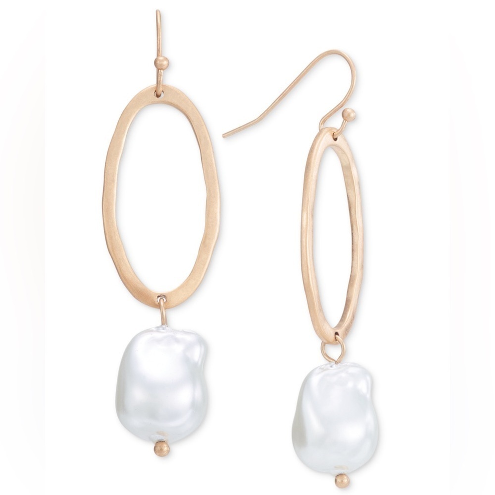 NWT Open Oval & Color Stone Drop Earrings